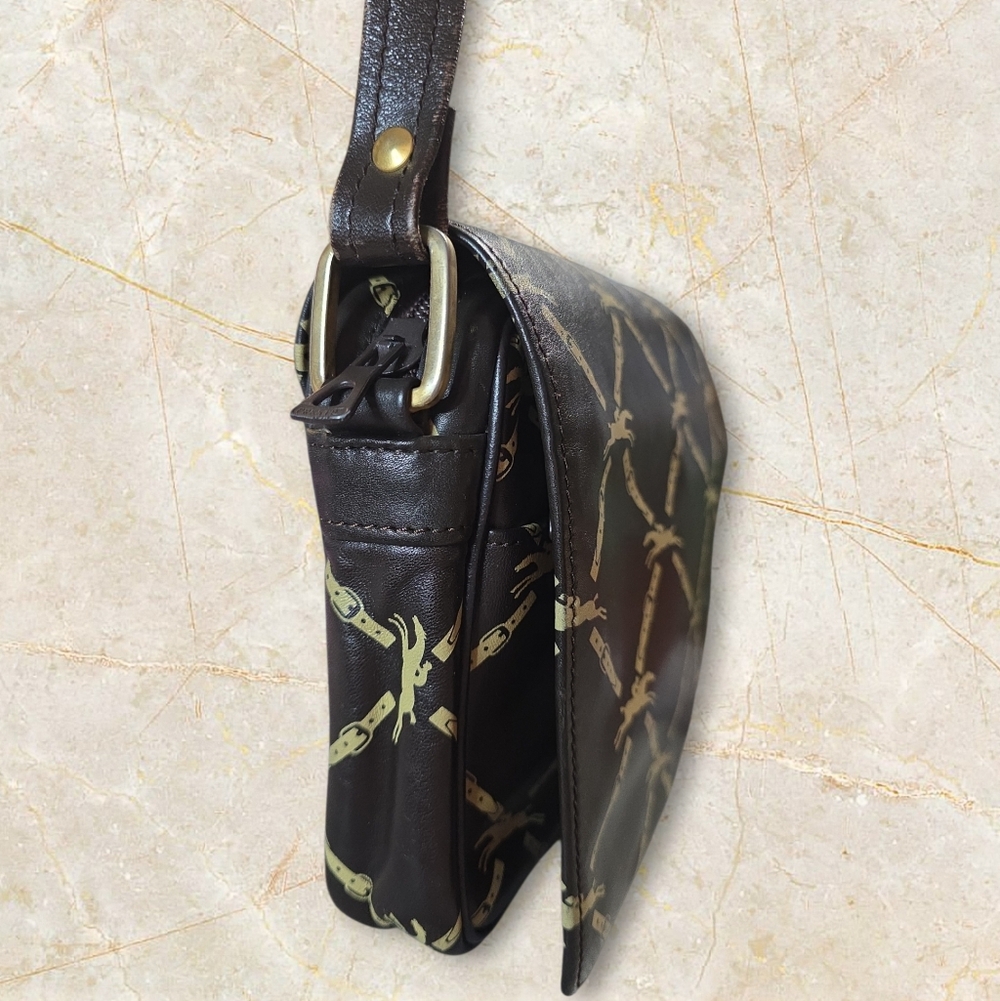 Longchamp Black Shoulder Bag with Beige Chain-Link Print - Picture 3 of 13